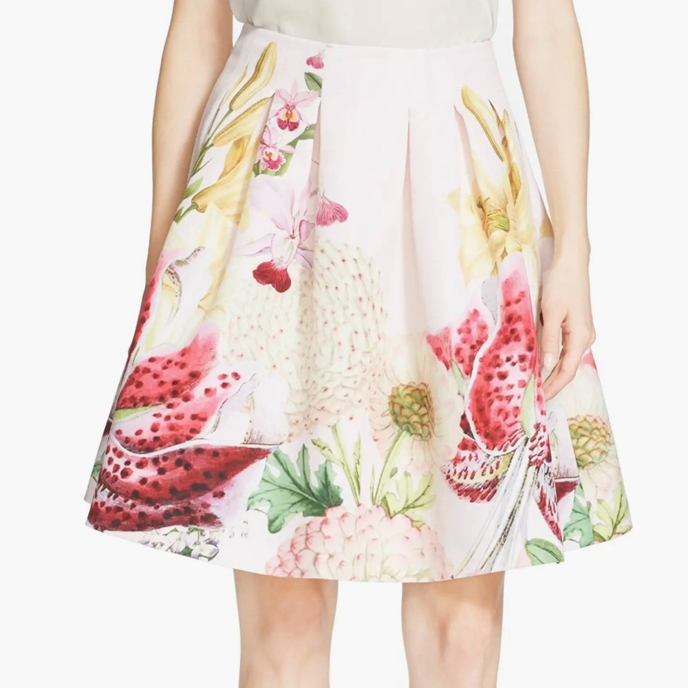 TED BAKER FLORAL FULL SKIRT A-LINE ROWAHN ENCYCLOPEDIA PLEATED SKIRT